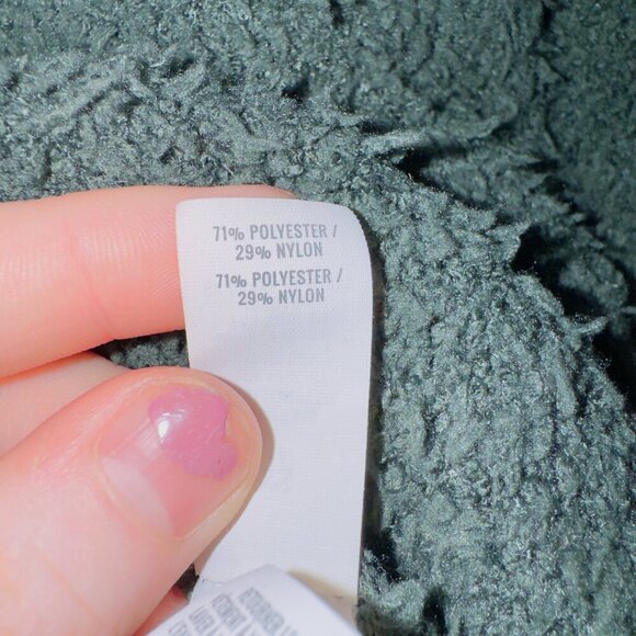 Aerie Green Long Sleeve Fuzzy Sherpa 'All Love' Hooded Pullover Sweater size XS - Picture 6 of 7